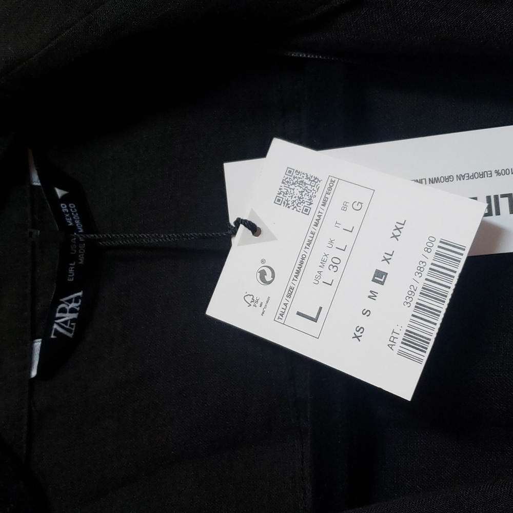 NWT- ZARA Linen Tie Front Shirt Jacket - Picture 3 of 5